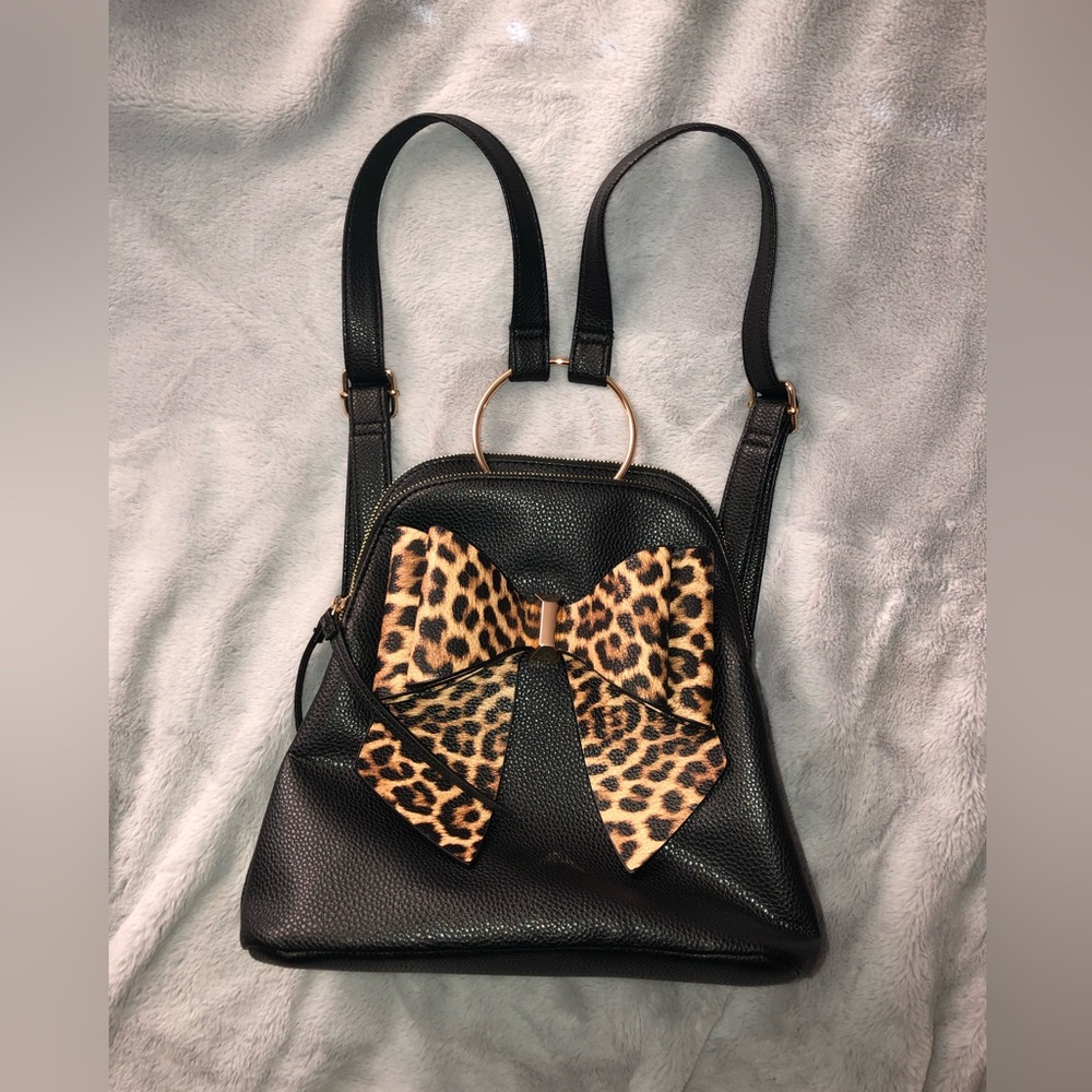 Like Dreams leopard bow mini backpack